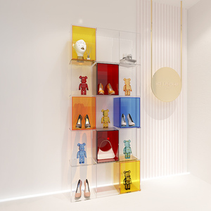 0062人付款淘宝服装店铁艺橱窗展示架简约高低流水台中创意摆台鞋包