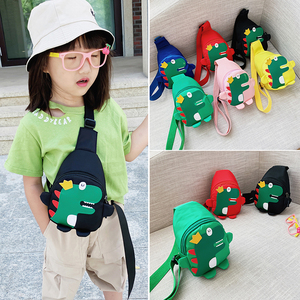 韩版儿童小腰包男童女童潮包恐龙斜挎包时尚胸包可爱背包宝宝包包