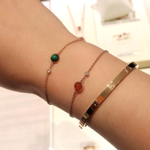代购piaget/伯爵手链 18k玫瑰金 镶钻 转运珠 时来运转 手环女