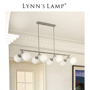 Lynn's立意 现代餐厅长条吊灯 包豪斯吧台水吧简约玻璃岛台灯具