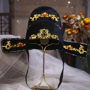 结婚礼帽黑色汉服中式写真唐制宋制元制明制男官帽新郎古装帽新款