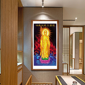 客厅金身地藏王菩萨画像地藏菩萨画像装裱卷轴观想佛像画像挂画