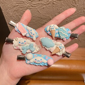 diy大耳狗手工奶油胶发夹成品玉桂狗头饰侧边鸭嘴夹材料包发卡女