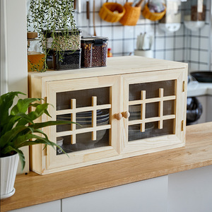 实木家用碗柜简易橱柜多功能防蟑螂厨房储物收纳柜剩菜柜小型台式