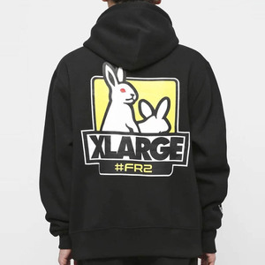 i firmly潮牌 fr2 兔子 caution 字母 logo 潮流情侣套头连帽卫衣