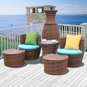 阳台小桌椅户外藤编三件套组合庭院休闲创意仿藤收纳椅子省空间