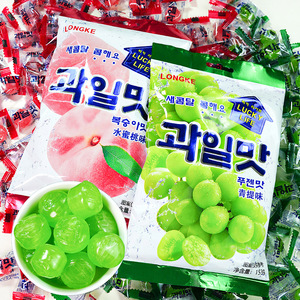 韩式水果糖葡萄青提水蜜桃味小零食网红果汁糖果酒店前台接待小吃