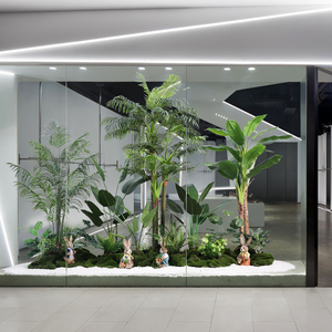 大型仿真绿植造景室内景观造景设计网红橱窗地面假植物楼梯下装饰