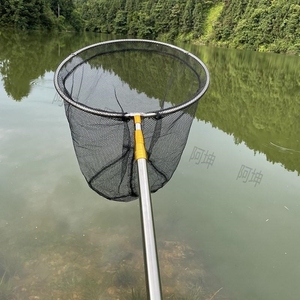 抄网密网捕鱼网兜鱼具装鱼抓鱼头捞鱼网不锈钢钓鱼纳米防挂网超轻
