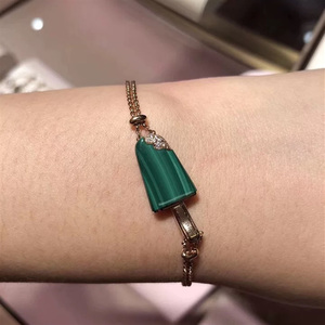 bvlgari /宝格丽 18k玫瑰金白贝母孔雀石 冰淇淋雪糕 双链 手链女