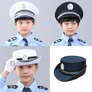 儿童警察帽小孩交警帽海军大檐帽青少年道具表演帽子儿童演出服女