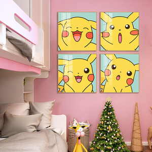 皮卡丘装饰画卡通动漫沙发背景墙壁画神奇宝贝客厅卧室儿童房挂画