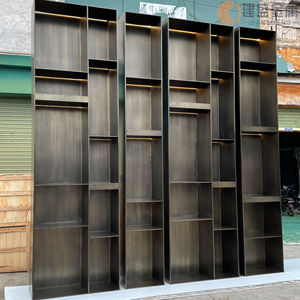 不锈钢酒柜黑钛钢板柜定制轻奢金属装饰柜展示柜红酒架壁龛电视柜