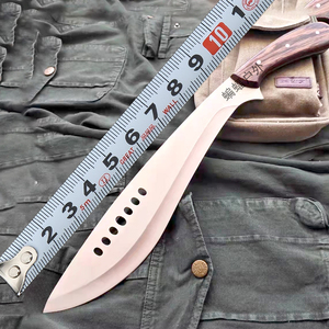 长款大号七孔弯刃开路刀开山砍刃冷兵器荒野求生一体钢露营狗腿