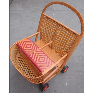 四轮竹椅双胞胎竹藤婴儿推车夏天小号公主加高小巧婴儿车宽敞藤制