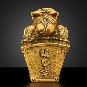 铜八方来财摆件纯铜螃蟹横财将军四方有鱼进财斗客厅办公室装饰品