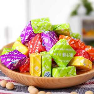 马大姐瑞士糖果汁糖方块混合水果味糖果过年糖休闲小零食散装糖果