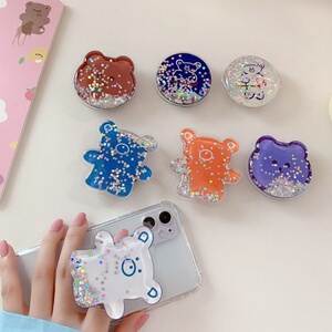 气囊支架ins风卡通流沙可伸缩折叠式气垫撑粘贴式抖音同款指环扣