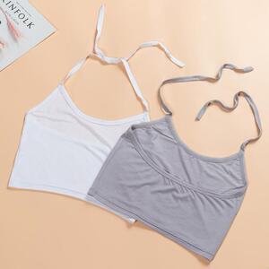 女孩小背心女童中学生青春发育期内衣挂脖吊带小女孩文胸莫代尔