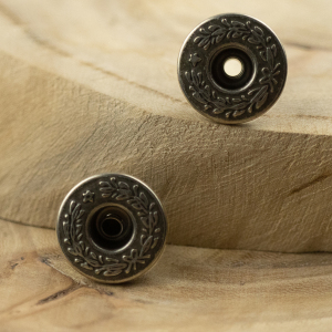 复古英伦风牛仔衣裤工字扣黑镍色月桂马甲夹克外套黄铜子母纽扣子