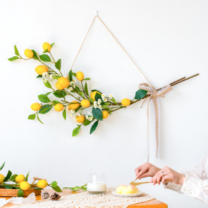 小清新仿真柠檬洋甘菊墙挂绿植装饰花藤植物管道遮挡挂件花环假花