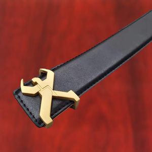 全新秒杀劲霸男装专柜青年时尚休闲扣牛皮亮金色扣皮带腰带