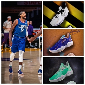 pg5保罗乔治5代泡椒全明星男女首发黑白实战运动篮球鞋蓝粉3白灰4