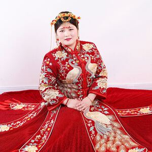 大码秀禾服中式结婚礼服婚纱女新娘200斤胖mm2019新款古装旗袍冬