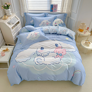 迪士尼全棉四件套儿童床上用品卡通纯棉床单被套卡通床笠三件套女