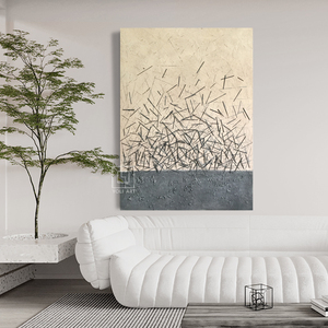 croch丨实物手绘油画定制《起风》 高端现代侘寂风沙发背景墙挂画