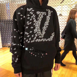专柜正品louis vuitton路易威登 lv新款大logo飞机帽衫情侣款卫衣