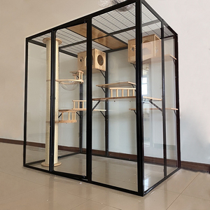 水木生玻璃房宠物超大猫别墅实木猫笼子自由空间猫舍宠物店室内