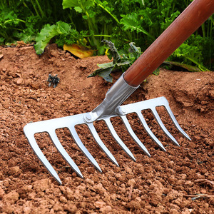 九齿钉耙农具锻打铁耙子翻地松土神器猪八戒搂草扒子平地农用工具
