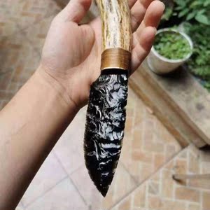 000人付款淘宝热带龙 黑曜石刀 石器 纯手工古法打
