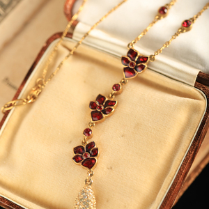 nina ricci莲娜丽姿中古vintage古董首饰复古花卉吊坠项链