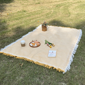 户外露营野餐垫帐篷地垫法式加厚拍照垫子沙滩垫桌布草地白色毯子