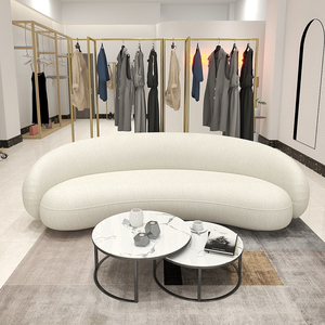 简约服装店布艺沙发小户型客厅弧形轻奢女装店美容院双人异形网红