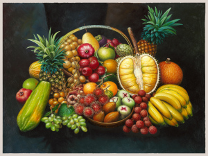 蔬菜水果手绘油画餐厅大丰收挂画饭店歺餐桌装饰画厨房简约现代