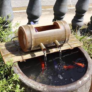 水缸造景摆件荷花缸流水器鱼缸上的水循环小型竹子景观竹排装饰