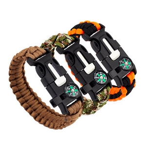 户外多功能伞绳手链求生绳伞兵手环逃生绳登山旅行救生手表指南针