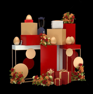 砸金蛋台布置交付dp点美陈堆头春季售楼处房地产定制礼品区装饰