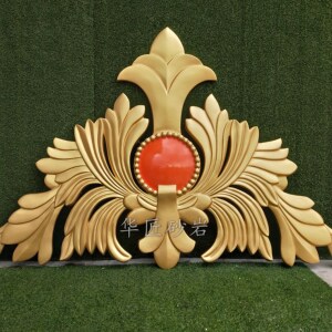 定制砂岩玻璃钢浮雕欧式中式外墙装饰挂件门头三角花来图定做尺寸