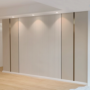 电视背景墙壁纸轻奢风客厅沙发墙壁布仿木饰面金线条影视墙布壁画