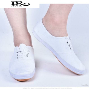 白网球鞋布鞋系带男女工作鞋鞋白力士鞋跳舞晨练软底作训白鞋