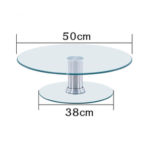 双层餐桌转盘钢化玻璃加高转台二层酒水架酒店展示台圆桌转盘家用