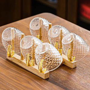 日本进口MUJIΕ锤纹玻璃小茶杯加厚耐热透明带把杯功夫茶具套装家
