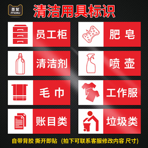 清洁工具摆放处标识温馨提示贴机械设备注意安全节约用水抹布扫帚拖把