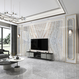 岩板电视背景墙瓷砖美式轻奢简约现代客厅微晶石大理石大板影视墙