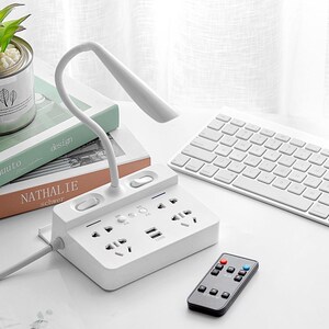 插电插线板两用电源夜间充电转换器usb台灯排插四合一宿舍遥控器
