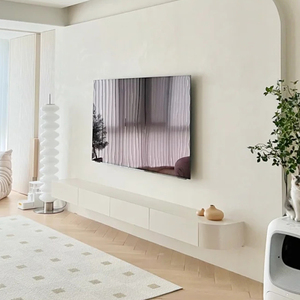 诧寂风悬空电视柜轻奢挂墙圆弧形电视柜现代简约极简白色电视机柜